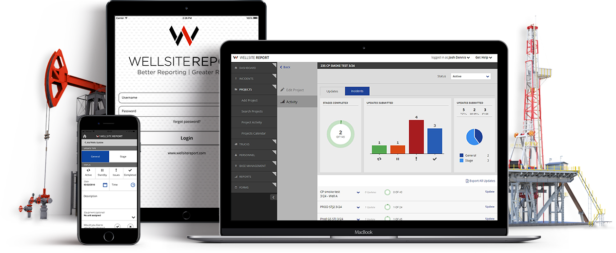 Multiple devices showing Wellsite Report in use Multiple devices showing Wellsite Report in use